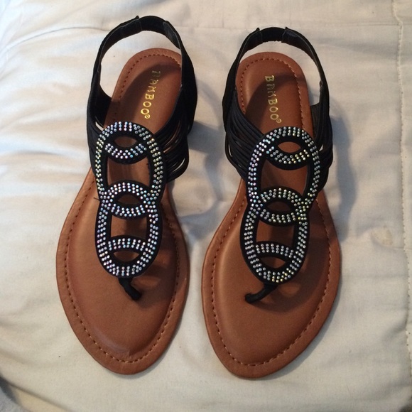 Brand-new black sparkly strapy sandals