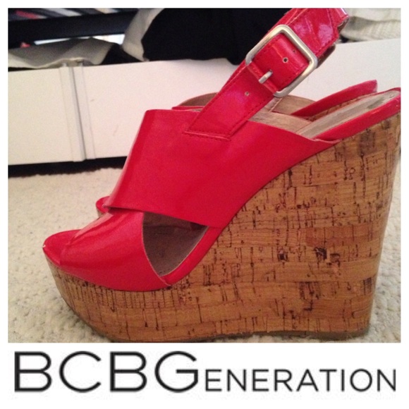 BCBGeneration Red Patent Leather Wedges
