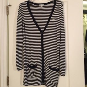 Like New Long Striped Lacoste Cardigan - Size 38