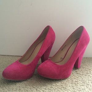 Fuchsia Pink Chunky Heels