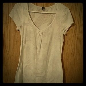 BKE white paisley translucent shirt