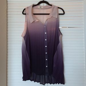 High low shear pink to purple ombré top