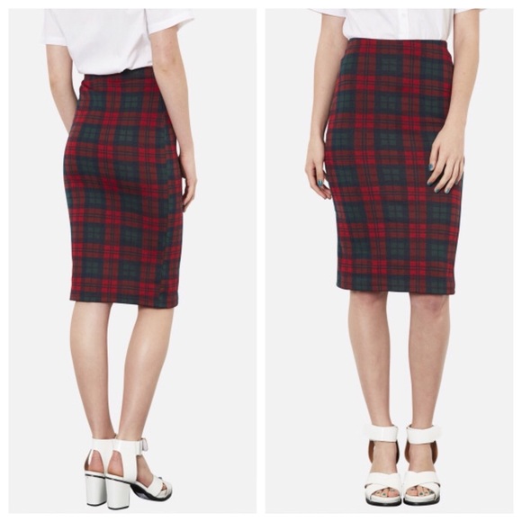 Topshop Check Print Tube Skirt