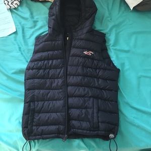 Navy blue vest with a hood