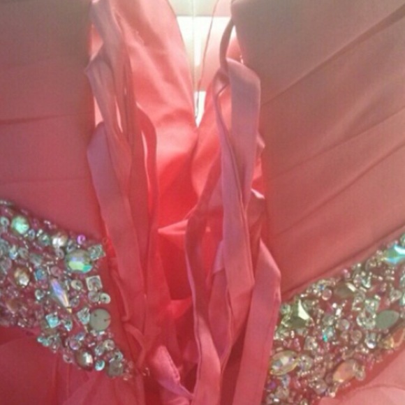 Hot coral prom dress - Picture 2 of 3