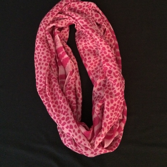 Pink patterned infinity scarf