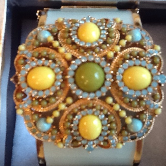 Mint enamel J Crew hinged bracelet