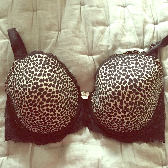 Leopard and black lace bra