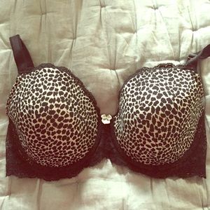 Leopard and black lace bra