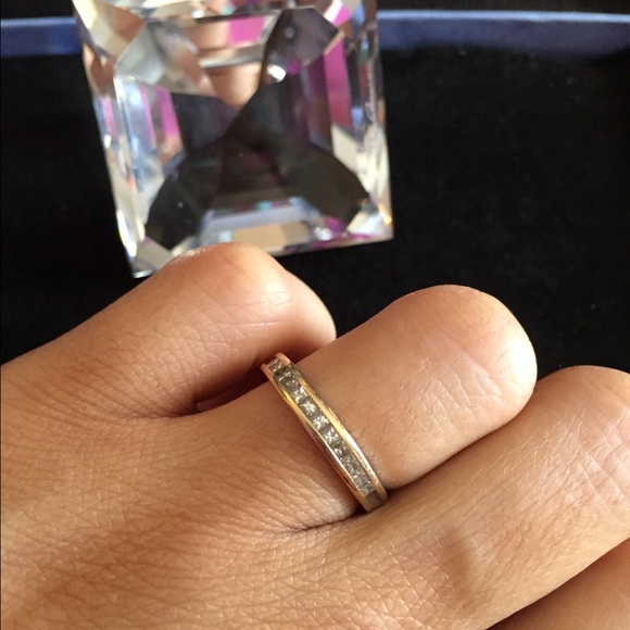 14k gold channel set princess cut diamond ring