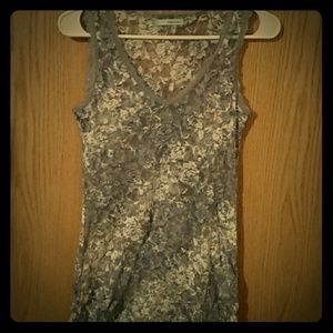 Blue/White lace stretch tank top.