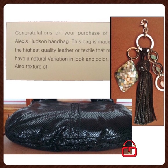 Alexis Hudson Black Python Embossed Leather Hobo - Picture 4 of 4