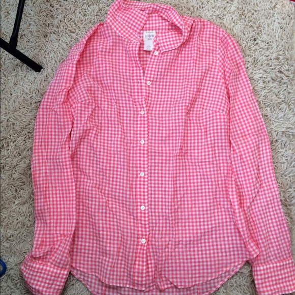 J.Crew Pink Gingham Button Up Shirt