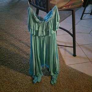 Blue strapless dress