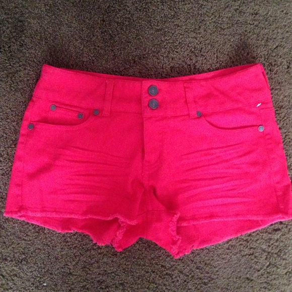Bright red refuge shorts from charolette russe.