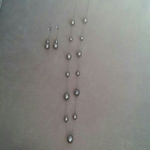 Long ball necklace with earrings