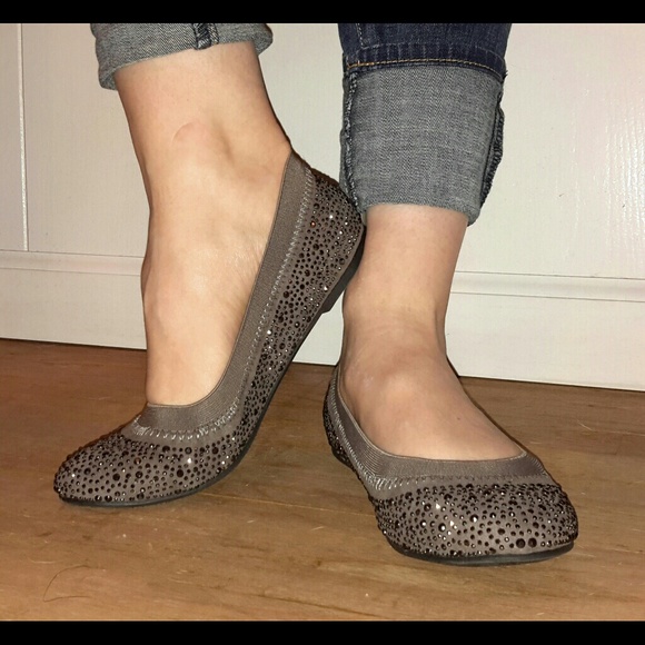 Grey Sequin Flats