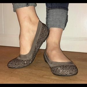 Grey Sequin Flats