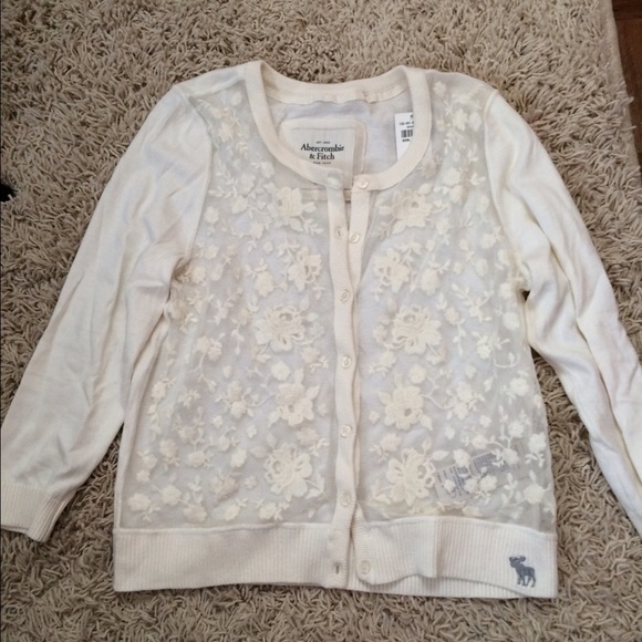 Abercrombie & Fitch Front Lace Off-White Cardigan