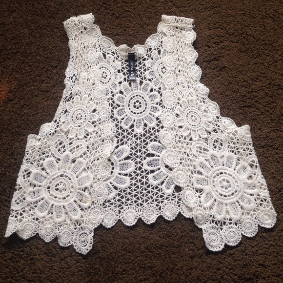 Creme colored crochet vest