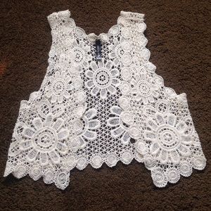 Creme colored crochet vest