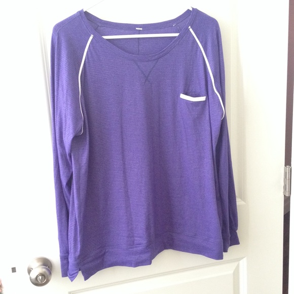 Lululemon long sleeve purple and light gray stripe
