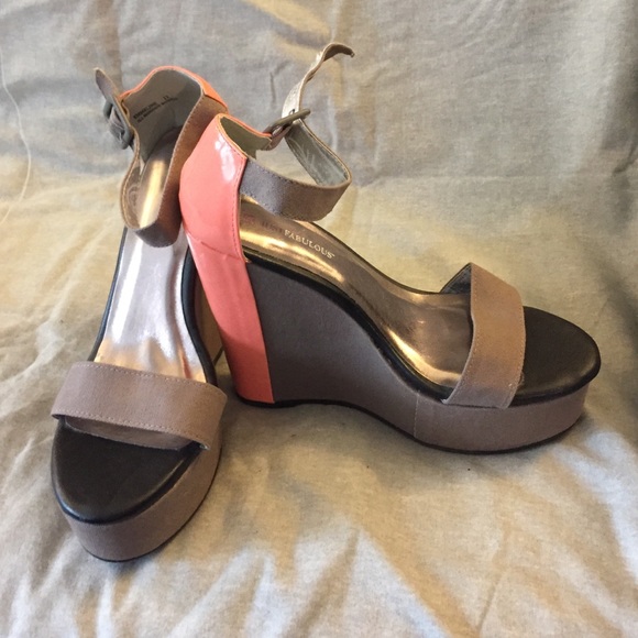 Coral patent and gray wedges