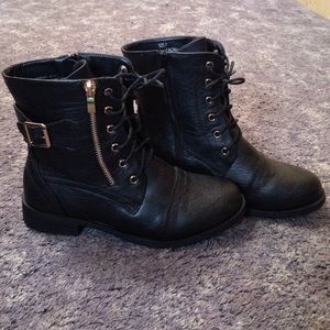 Black combat boots