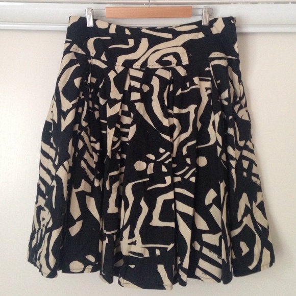 H&M Linen Zebra Print Full Circle Skirt, 14