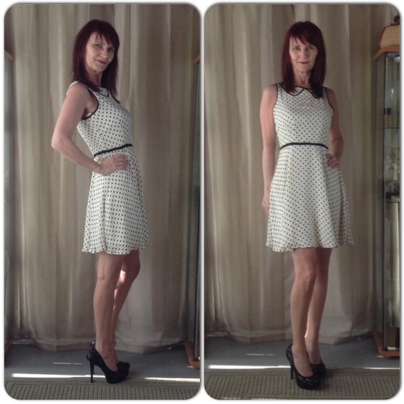 LC Lauren Conrad Dresses & Skirts - NWT IVORY DRESS WITH BLACK POLKA DOTS