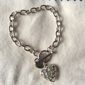 Silver color heart pendant bracelet