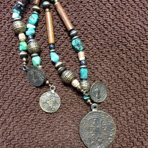 Beaded necklace with pendants