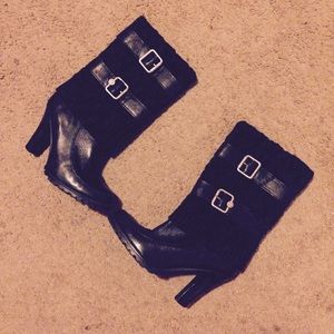 Marc Fisher leather/knit boots