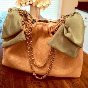 Burlap and Bow Handbag, Purse by Princely Couture