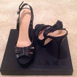 L.A.M.B. "Kam" black platform pumps