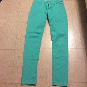 Mint green Forever 21 skinny jeans