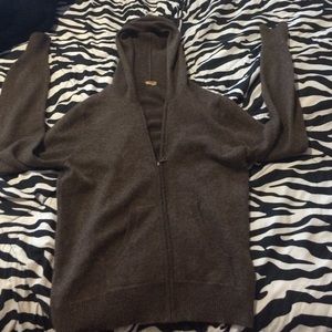 J crew brown cashmere zip up.