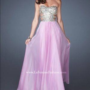 La Femme Lavender Prom Dress