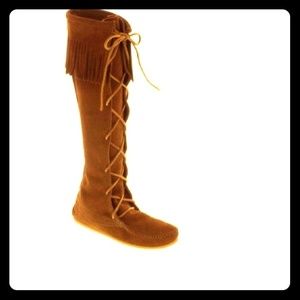 Minnetonka knee high lace up boots