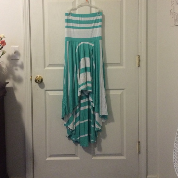 High-low strapless dress