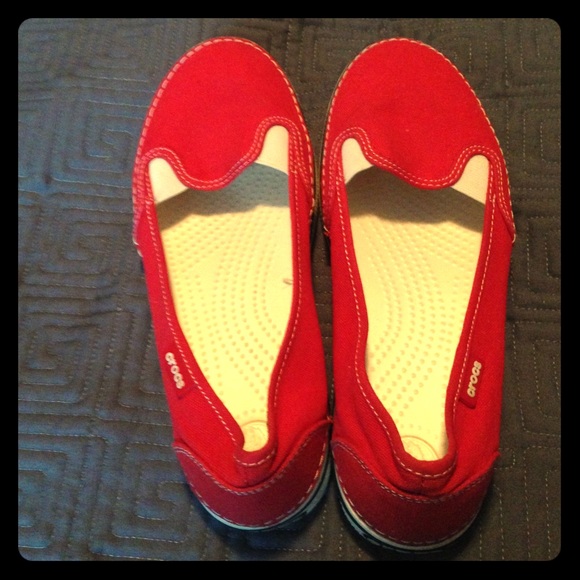 Red canvas crocs