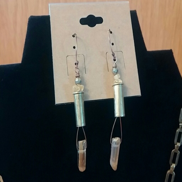 Bullet & Crystal Glass Necklace and Earrings - Picture 3 of 4