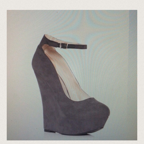 Grey MaryJane Wedge