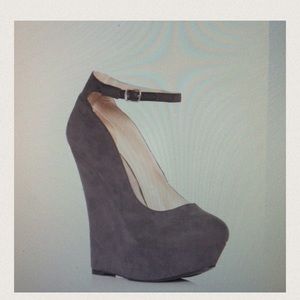 Grey MaryJane Wedge