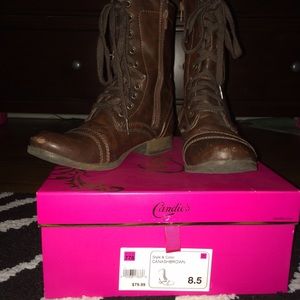 Brown combat boots