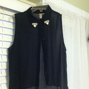 Sheer black sleeveless blouse