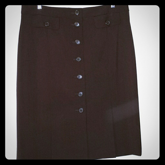 Ann Taylor Loft dark brown button up skirt Size 12