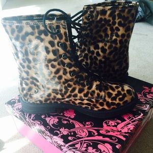 cheetah print combat boots