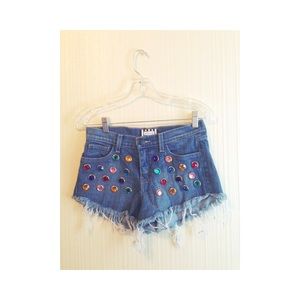 BEJEWELED DENIM SHORTS