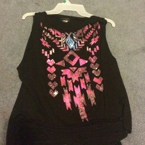 Galaxy tribal cut out tank top